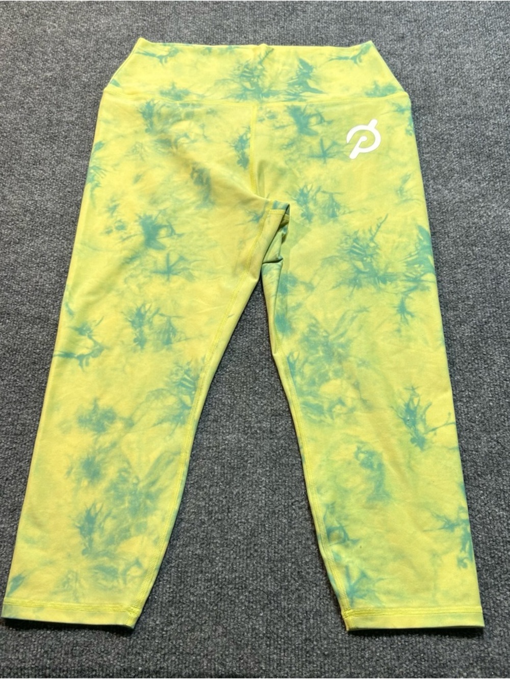 Peloton Neon Yellow and Teal Tie-Dye High-Rise Leggings - Picture 2 of 8